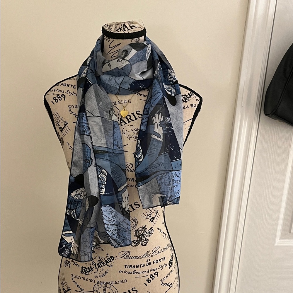 💗Elegant Blue and Gray Scarf